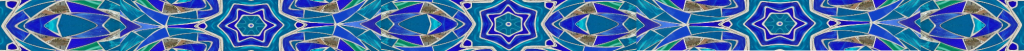 patterned spacer with blue geometric shapes