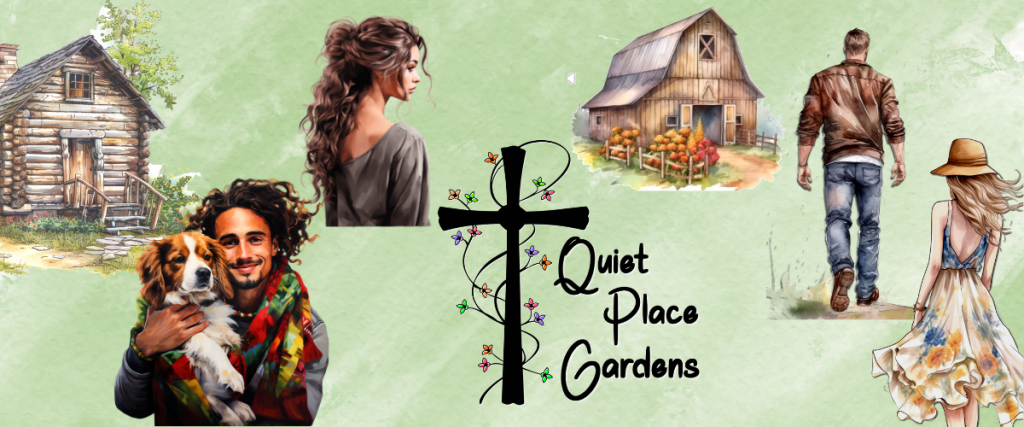 watercolor characters and buildings from the Quiet Space Gardens series