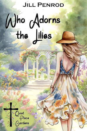 Who Adorns the Lilies cover, a woman in a garden with a gazebo