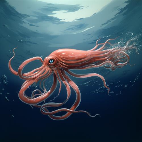 A giant red squid