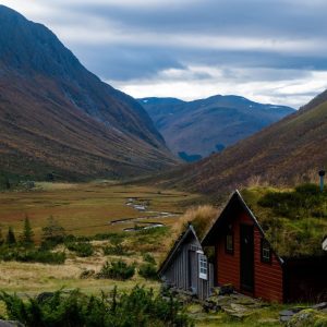 houses and a mountain