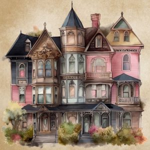 colored pencil drawing of an old house