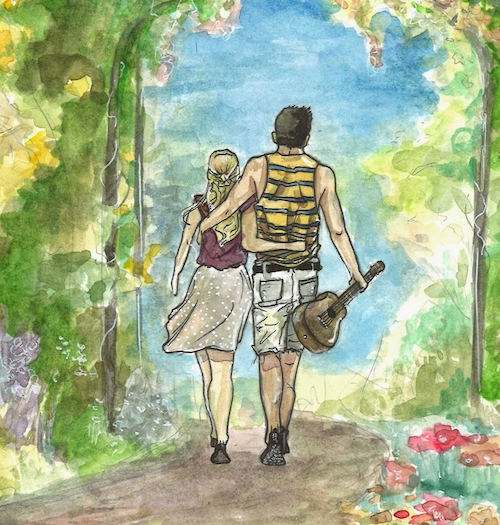 Savvy and Sebastian walk through the garden, the cover of Praying Home the Mantis