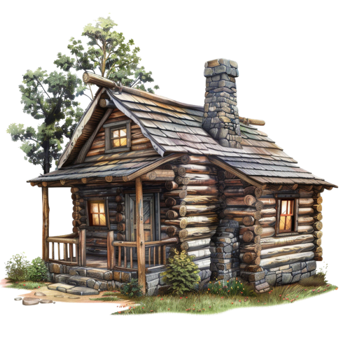 Watercolor painting of Sophia's cabin